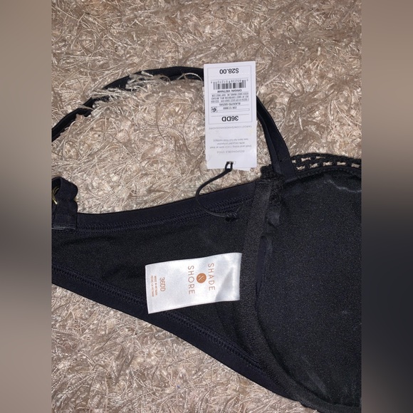 Shade & Shore Black Crochet detail Bikini Top 36DD NWT - Picture 4 of 4
